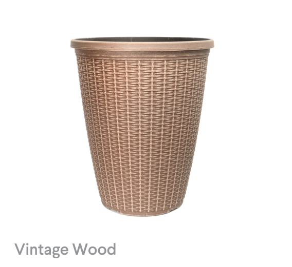 image of Wicker Vintage Wood Planter